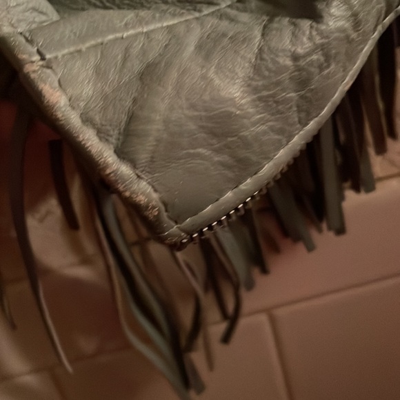 Gypsy  Blue Leather Jacket w/Fringe.Suede and 🐍 Snakeskin Detail on Back⚠️FIRM - Picture 10 of 15